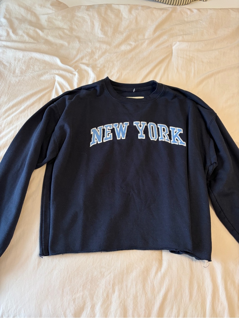 NY Collection Navy Crewneck Sweatshirt with Light Blue & White Lettering